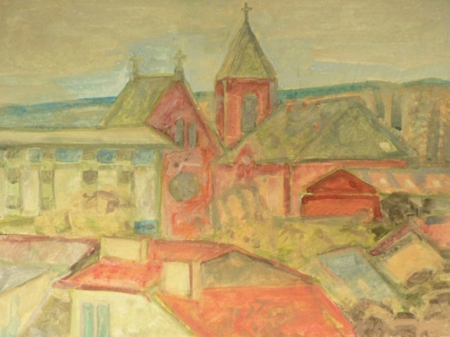 Widok z pracowni III, gwasz, mal. RK