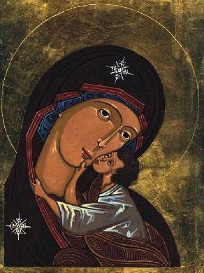 Matka Boża Eleusa II, akryl na sklejce, mal. RK